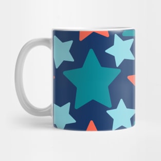 Colorful stars over blue background Mug
